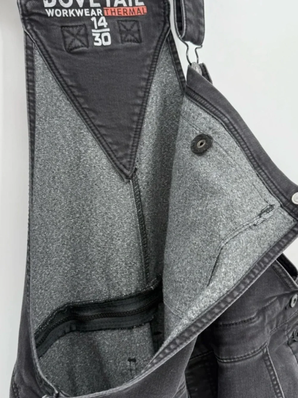 Dovetail Workwear Freshley Hotswap Thermal Denim Overalls - Black - 14x30 - Picture 6 of 9